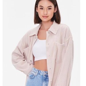 NWT forever 21 ivory corduroy shacket in sz Lg.
